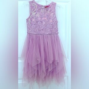 NWT Nordstrom Zunie Girl Lilac Floral Sparkle Girls’ Dress Size M
